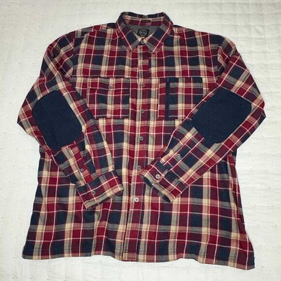 Wrangler ATG Long Sleeve Shirt Men's XL Red Blue Plaid Utility Organic Cotton - Picture 1 of 11